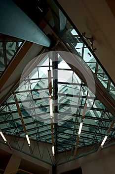 Metallic structure ceiling indoors