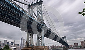 Metallic structure of Manhattan Bridge, New York City