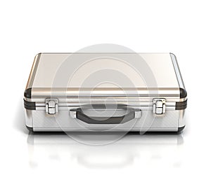 Metallic suitcase briefcase isolated on white