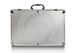 Metallic suitcase on white