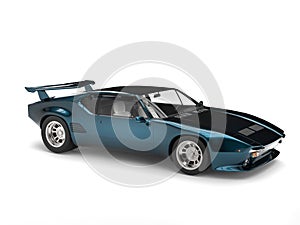 Metallic teal eighties sports race car - studio shot