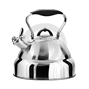 Metallic teapot, white background