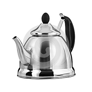 Metallic teapot, white background