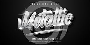 Metallic text, shiny silver style editable text effect