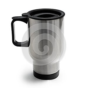 Metallic thermocup with black c handle