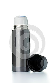 Metallic thermos flask