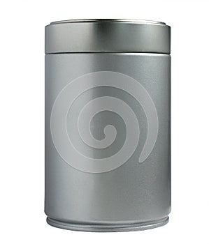 Metallic thin can container cylinder form isolated photo