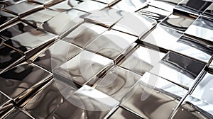 Metallic Tile Mosaic. Sleek Wavy Metal Surface, Modern Abstract Texture for Futuristic Design