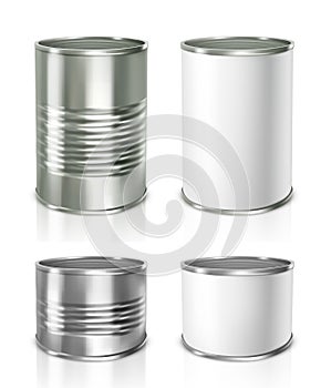 Metallic Tin Cans. Vector illustration