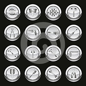 Metallic tools icons
