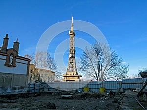 Metallic tower of Fourviere, Tour metallique de Fourviere, steel framework Lyon tower landmark, France