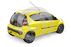 metallic ultra compact city car for the cramped streets of historic cities with low fuel consumption. 3d rendering