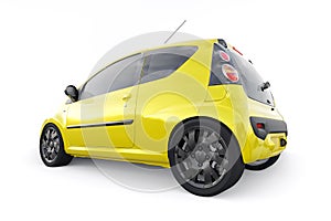 metallic ultra compact city car for the cramped streets of historic cities with low fuel consumption. 3d rendering