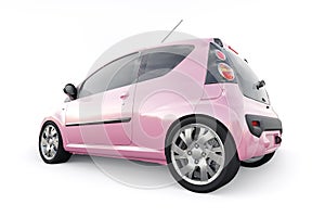 metallic ultra compact city car for the cramped streets of historic cities with low fuel consumption. 3d rendering