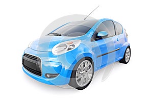 metallic ultra compact city car for the cramped streets of historic cities with low fuel consumption. 3d rendering