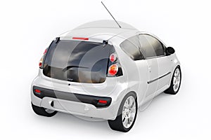 metallic ultra compact city car for the cramped streets of historic cities with low fuel consumption. 3d rendering