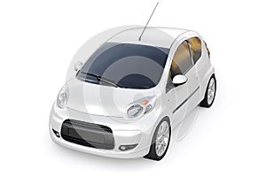 metallic ultra compact city car for the cramped streets of historic cities with low fuel consumption. 3d rendering