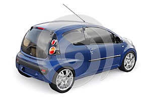 metallic ultra compact city car for the cramped streets of historic cities with low fuel consumption. 3d rendering