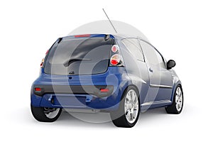 metallic ultra compact city car for the cramped streets of historic cities with low fuel consumption. 3d rendering