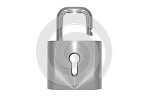 Metallic unlocked padlock object