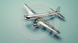 The metallic vintage airplane.AI generated image