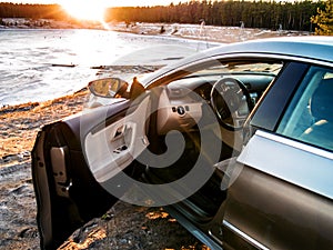 Metallic Volkswagen Passat cc at the Manniku Lake