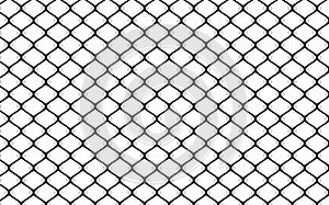 Metallic wired fence pattern on white background