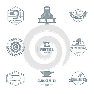 Metallurgical logo set, simple style photo
