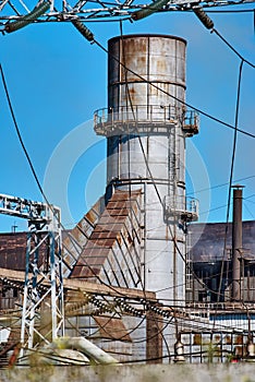 Metallurgical plant against the blue sky