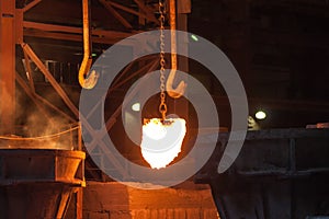 Metallurgical plant. Glowing ferroalloy