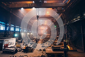 Metallurgical plant or Steel Foundry Factory, Large Workshop Interior, Blast Furnace, Heavy Industry, Iron and