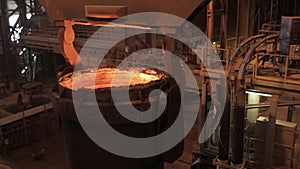 Metallurgist Job Worker In A Steel Plant Hot Molten Metal Pouring. Blast Furnace Steel Production Steel Works.