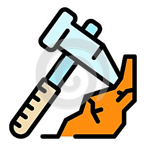 Metallurgy pick axe working icon color outline vector