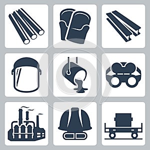 Metallurgy related icons in glyph style