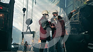 Metallurgy workers are observing steel mill premises