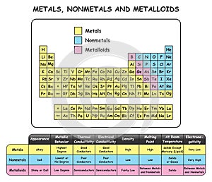Metals Nonmetals and Metalloids Infographic Diagram