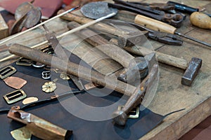 Metalsmith tools on a table