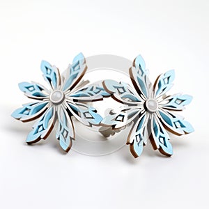 Blue And Silver Snowflake Earrings: Roxy Paine Style photo
