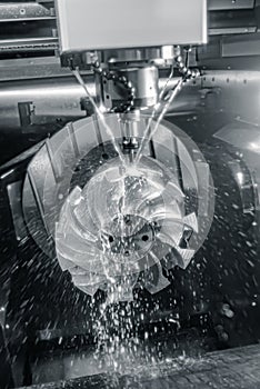 Metalworking CNC lathe milling machine. Cutting metal modern processing technology
