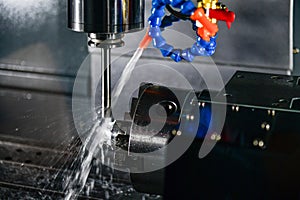 Metalworking CNC milling machine. Cutting metal modern processing