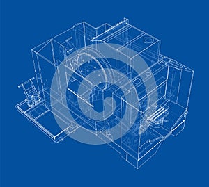 Metalworking CNC milling machine. Vector