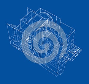 Metalworking CNC milling machine. Vector