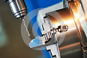 Metalworking drilling process on cnc machine