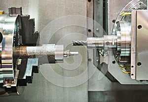 Metalworking milling process on lathe CNC center