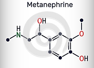 Metanephrine molecule. It is metabolite of epinephrine, adrenaline, biomarker for pheochromocytoma. Skeletal chemical