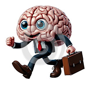 Metaphor for the brain drain. An elegant brain with a suitcase, ready to leave