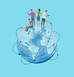 Metaphor Earth globe planet. Global network, communication. Vector illustration