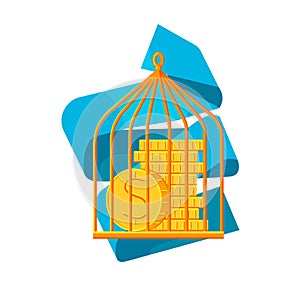 metaphor Golden cage, inside which is money