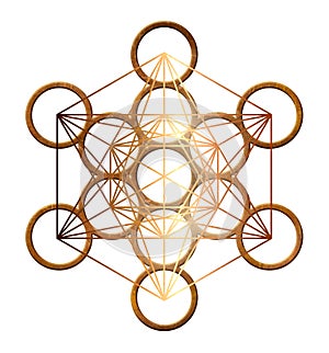 Metatron cube geometry holy gold copper platonic