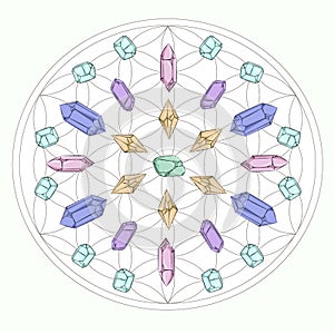 Metatron cube Grid with wiccan Crystals meditation